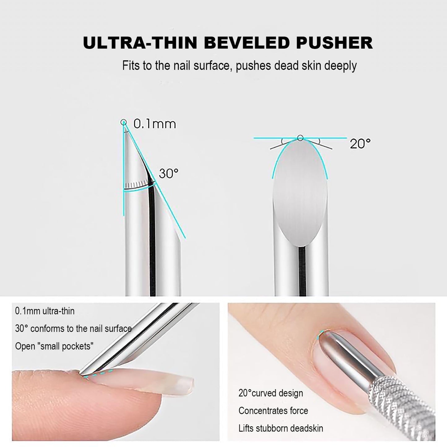 HaimiLiya Pre-treatment Cuticle Pusher, Russian Prep Nail Pushers, Dual Ended Cuticle Remover with 100/180 Grit Sandpaper Sheets, Nail Care for Manicure Pedicure Nail Art