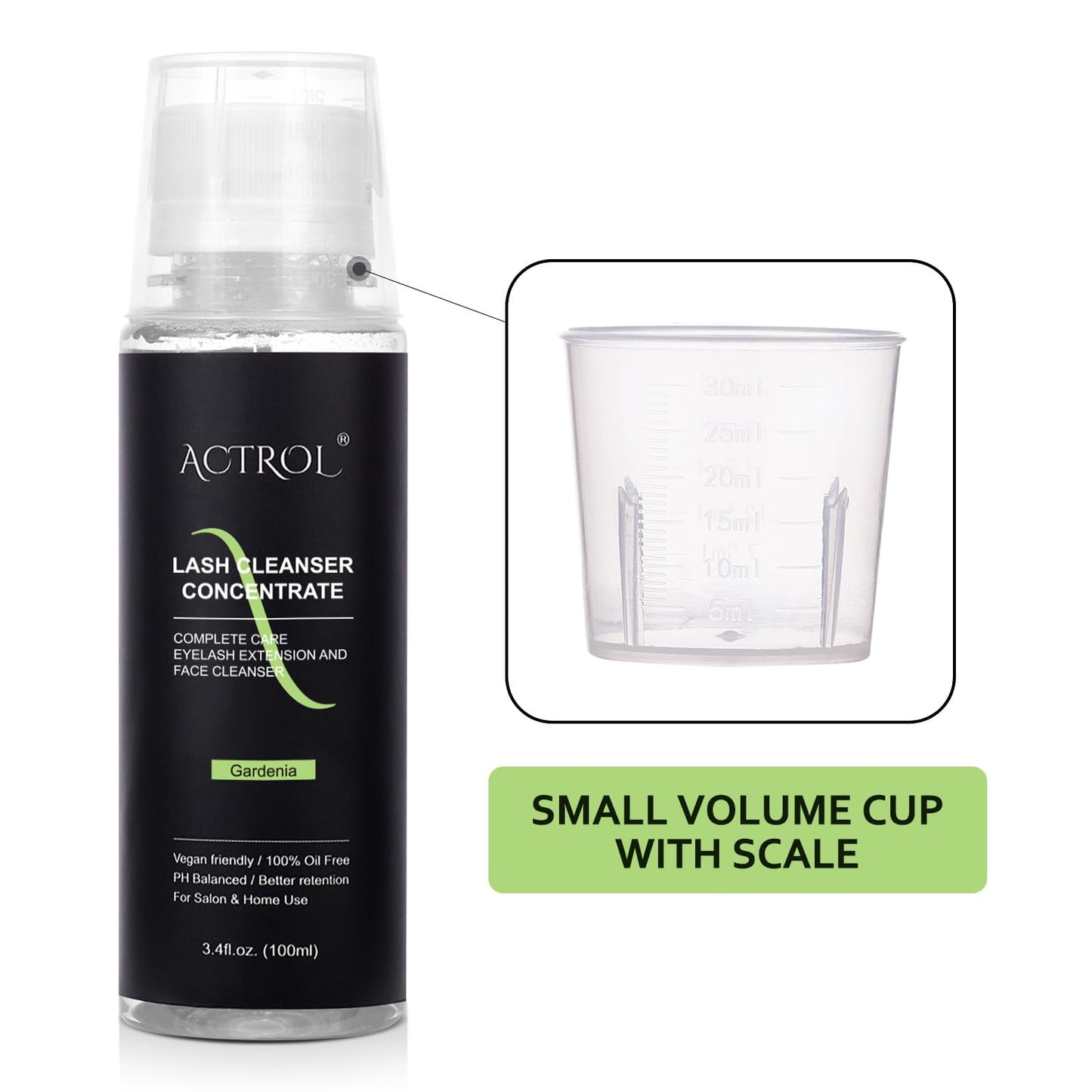 ACTROL Eyelash Cleanser Concentrate Professional Lash Shampoo Foaming Cleanser DIY Paraben & Sulfate Free Non-lrritating Wash for Extensions Lashes with Salon Home Gardenia