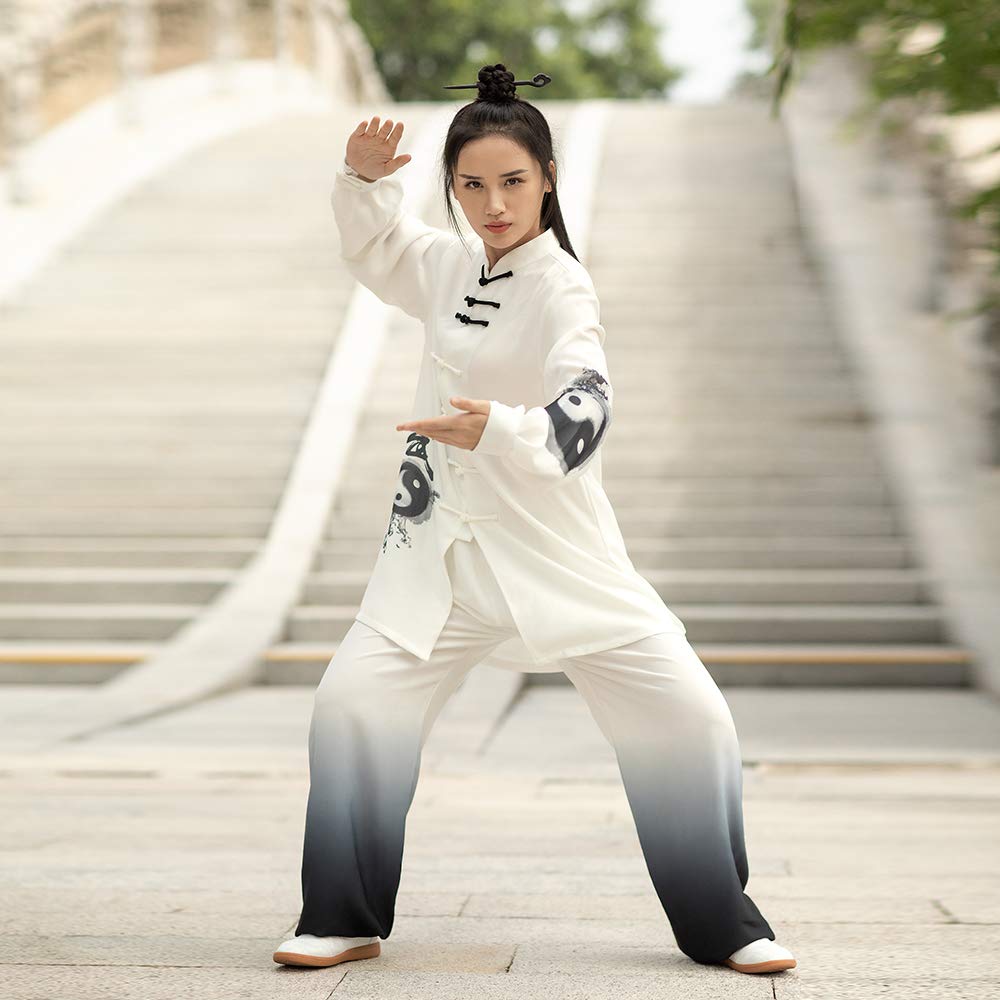 KSUA Unisex Tai Chi Uniform Martial Arts Uniform Traditional Chinese Style Long Sleeves for Excerises Qi Gong Kung Fu Wung Chun for Women