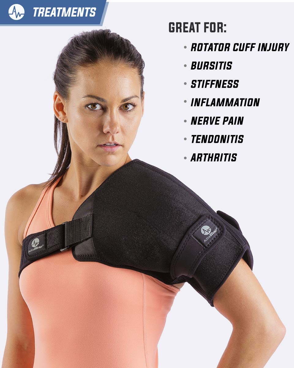 ActiveWrap Shoulder Ice Pack, With 2 Reusable Heat & Ice Packs for Shoulder Pain Relief, Shoulder Ice Pack Rotator Cuff Cold Therapy, Adjustable Compression Straps, Post-surgery Must-have, Small/ Medium