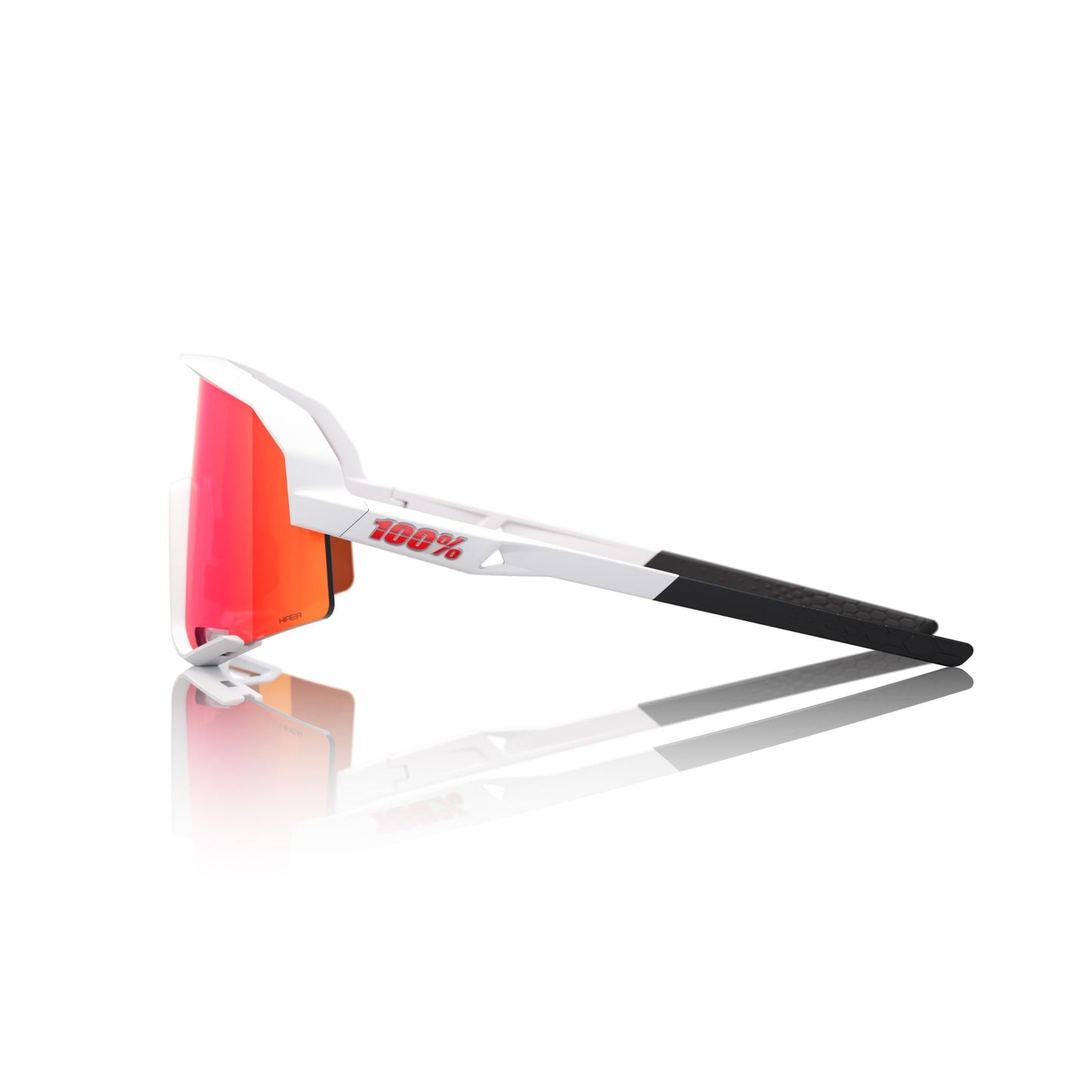100% SLENDALE - Sunglasses for Outdoor Sports - Comfortable & Durable Sunglasses with Secure Fit - Lightweight & Shatterproof - Matte White, HiPER Red Multilayer Mirror