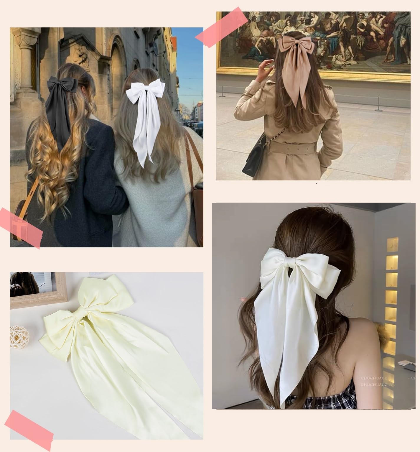 Hair Ribbon Clips with Long Tails - 8 PCS Cute Vintage Accessories for Women and Girls