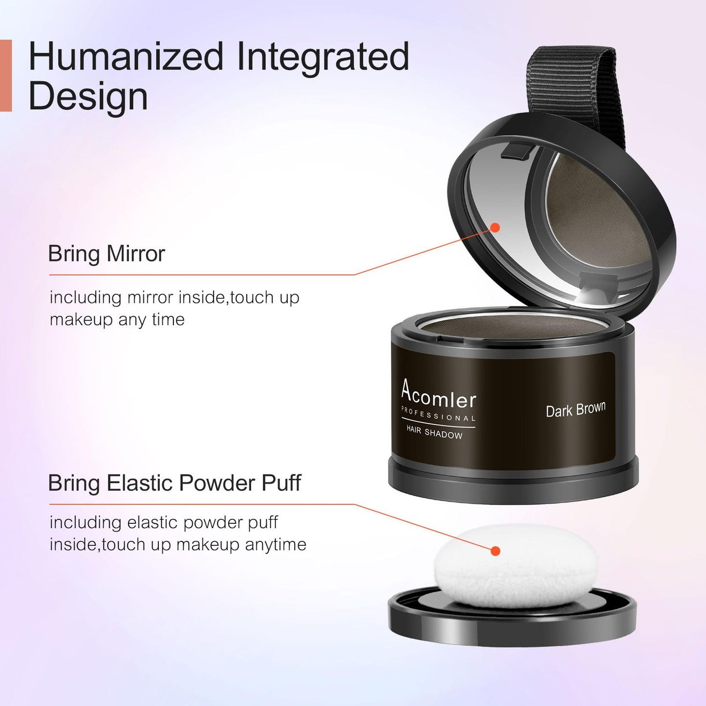 Acomler Instantly Root Touch Up Hairline Shadow Powder,Root Cover Up Hair Powder,Dark Brown for Thinning Hair, Grey Hair Coverage Hair Powder for Womem with Eyebrows,Beard Line,Bald Spots (Dark Brown)