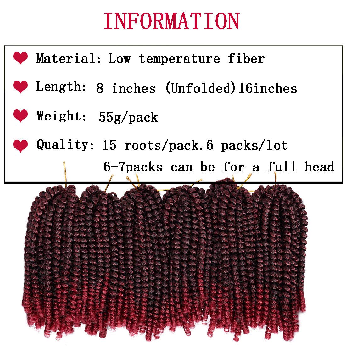 6 Packs Spring Twist Braiding Hair Spring Twists Bomb Twist Hair Synthetic Fiber Fluffy Twist Crochet Braids Low Temperature Twist Crochet Hair for Women Braiding Hair(8inch,T1B/BUG)