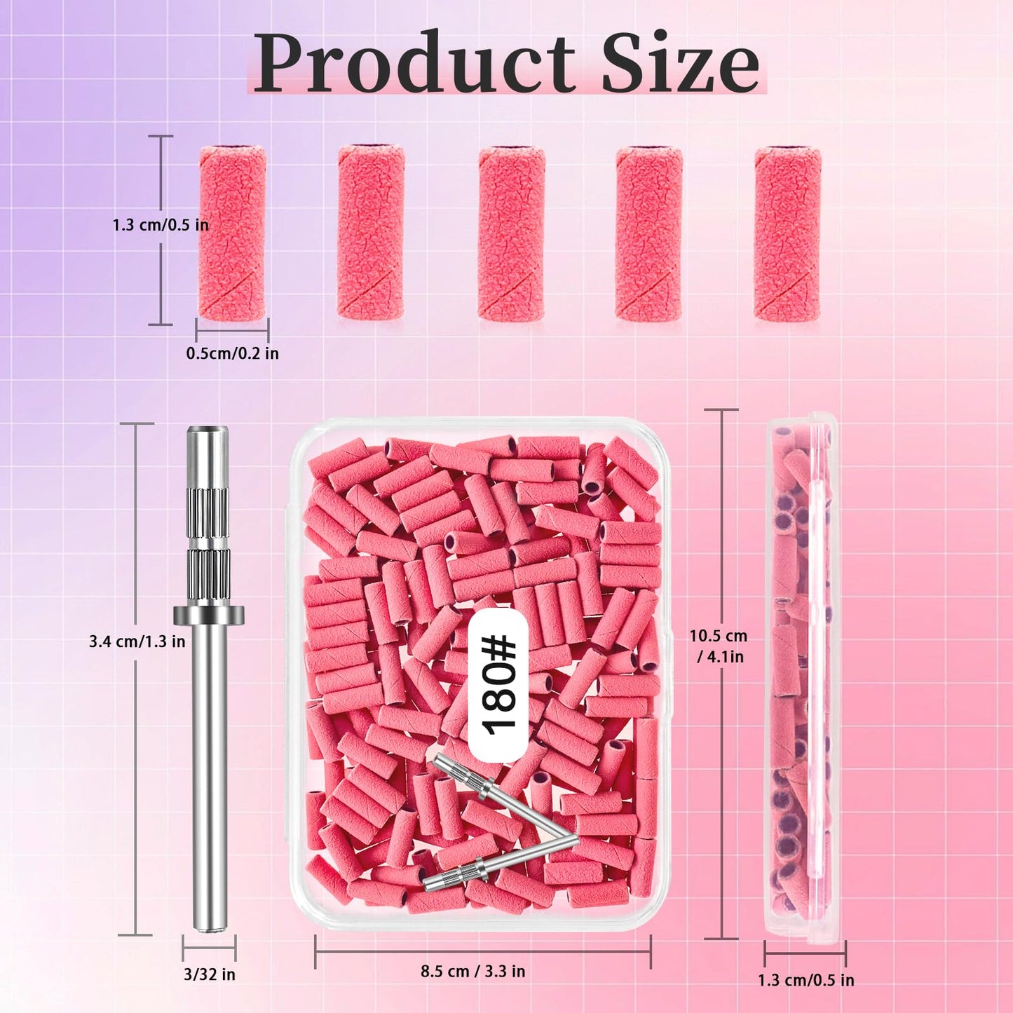 180 Grit Small Nail Sanding Sands, 200 Pcs Pink Sanding Bands for Nail Drill, 180 Fine Grit Sanding Bands for Nail with 3.1 MM Nail Drill Bit, Small Sanding Bands for Natural Nails Acrylic Gel