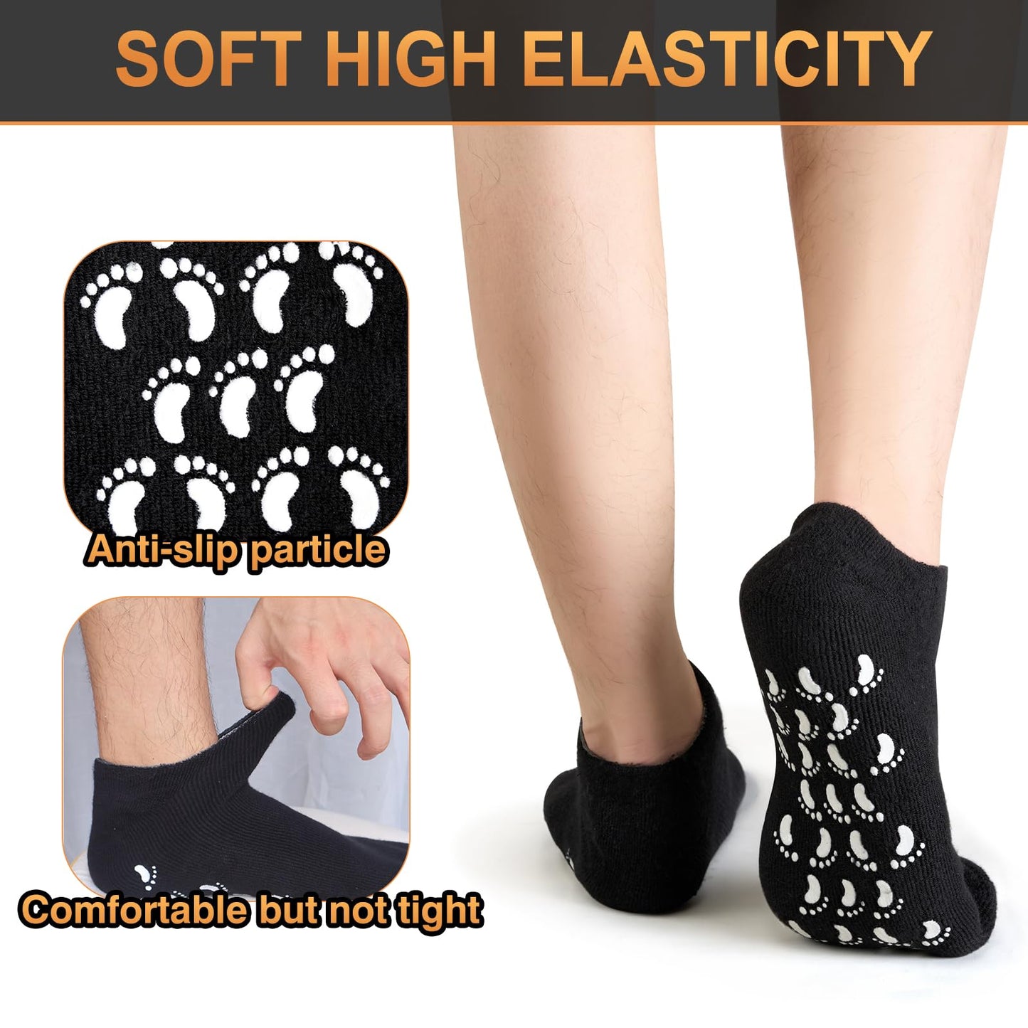 MoyRetty 2 Pairs Moisturizing Silicone Socks for Men - Large Size, Black, Ultimate Aloe-Infused Gel for Home Use - Say Goodbye to Dry Cracked Feet