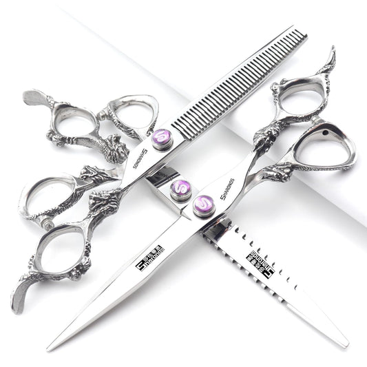 7" 7.5" 8"9" Professional Hairdressing Scissors Barber Salon Hair Cutting Dragon Shears (Large). (7 inch 3pc)