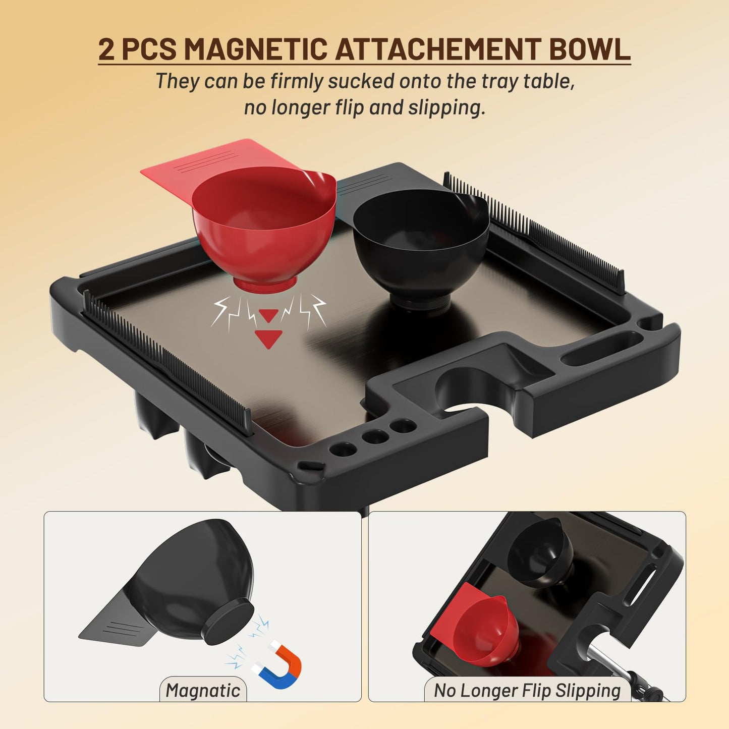 ABTSalon Magnetic Salon Tray on Wheels with All-Metal Frame Rolling Hairstylist Tray with Drawers Hair Stylist Tray with 2 Magnetic Mixing Bowls Salon Stations for Hair Stylist Tray