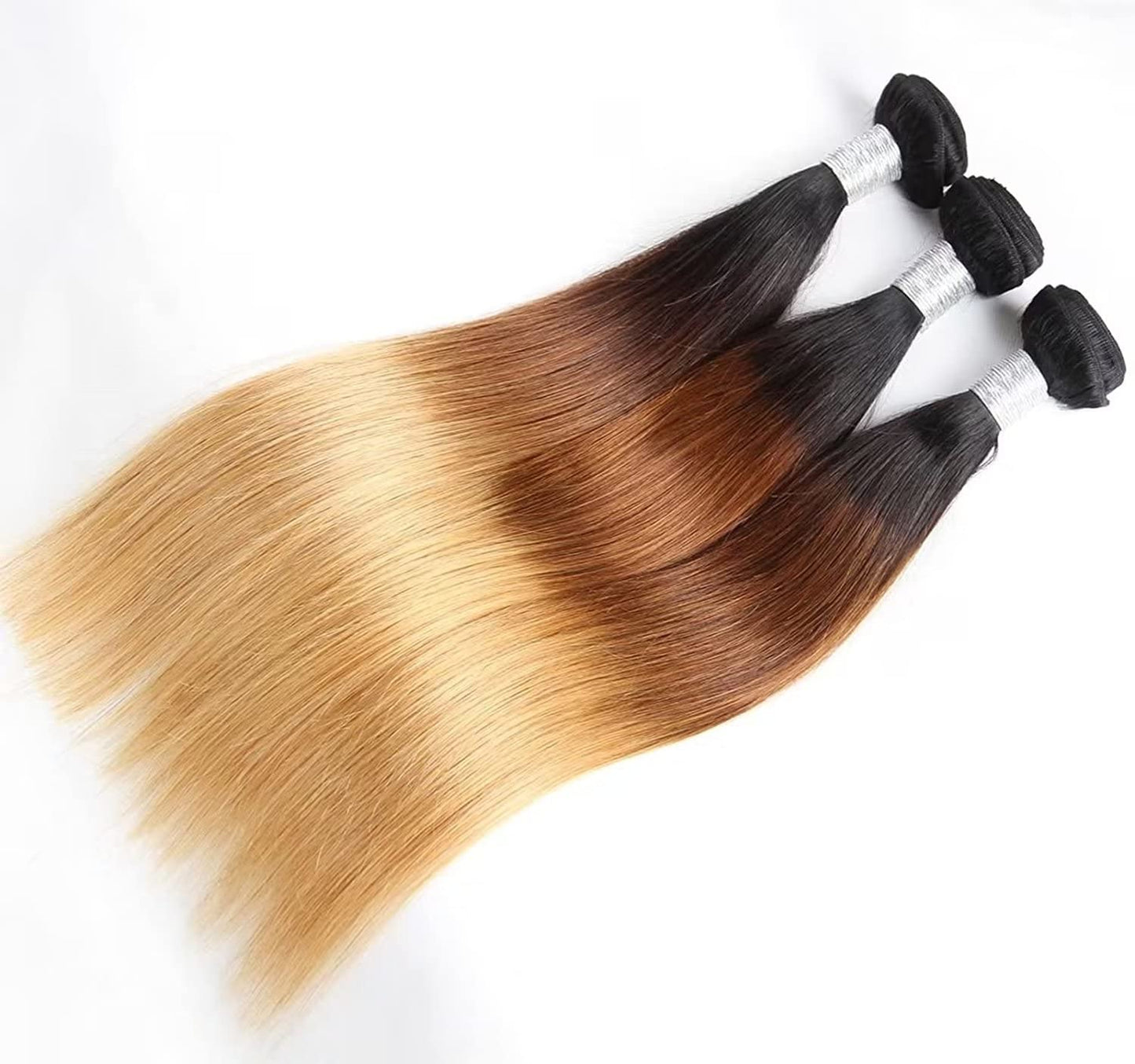 10A Ombre Hair Straight Hair 3 Bundles (121416+10) Human Hair Weaves Extensions 100% Virgin human hair straight bundles with 4X4 Lace Closure