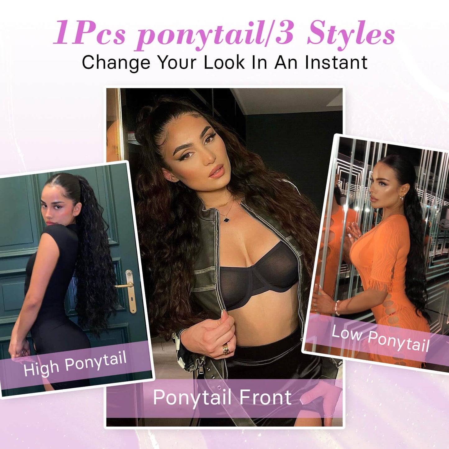 MARJORIE Ponytail Extension,30" Long Curly Claw Pony Tails Hair Extensions Chocolate Brown Fake Ponytail Fluffy Ponytail Extension Multi-layered Design Wavy Synthetic Ponytail Hairpiece for Women