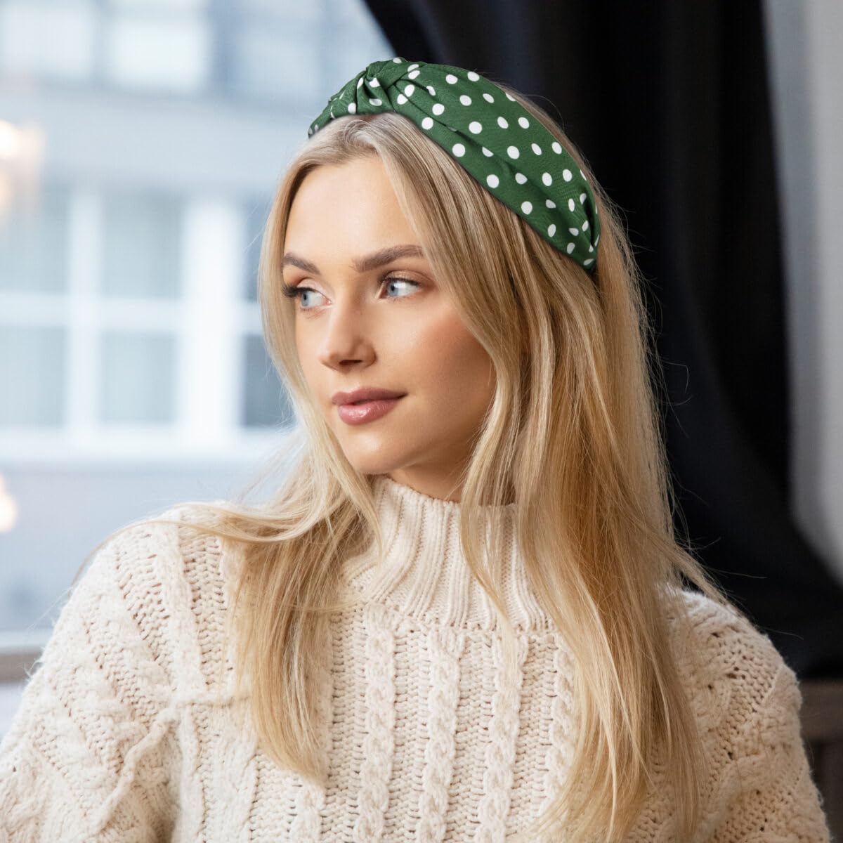 Christmas Polka Dot Headbands for Women Knotted Headbands for Girls Cute Top Knot Head Bands for Women's Hair Non Slip Fashion Hair Accessories for Women Girls