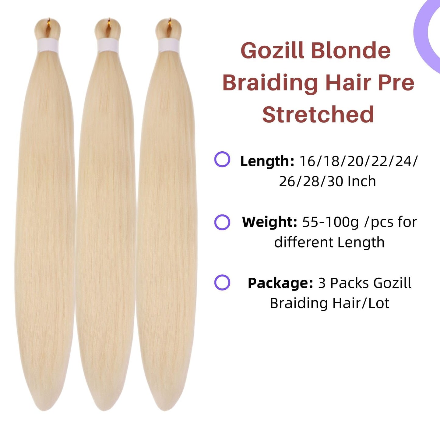 22Inch Blonde Braiding Hair Pre Stretched Braids Hair Extension for Braiding