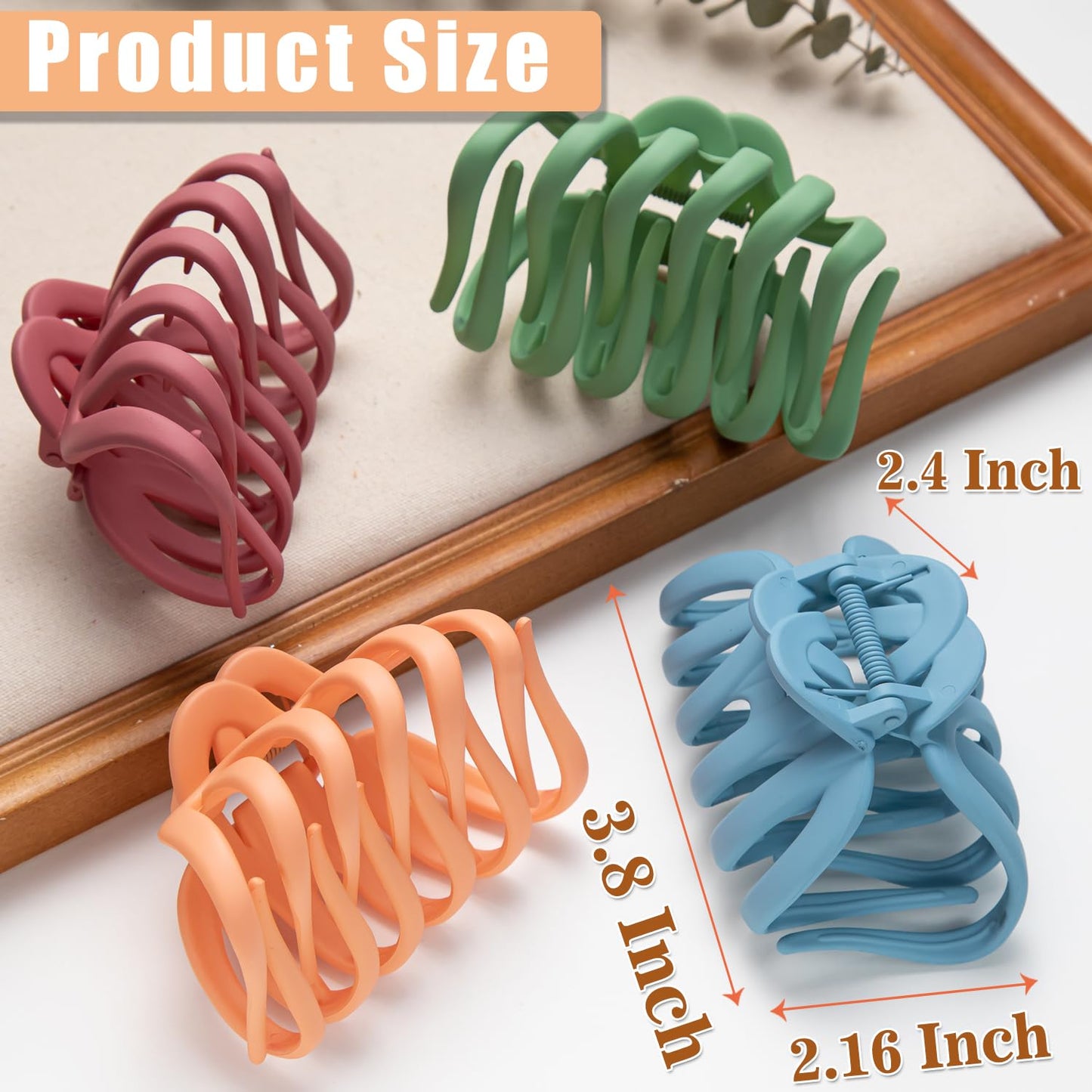 4 Pcs Large 3.8" Octopus Claw Hair Clips for Women - Strong Grip Non-Slip Jaw Clips for Thick, Fresh Color Hair