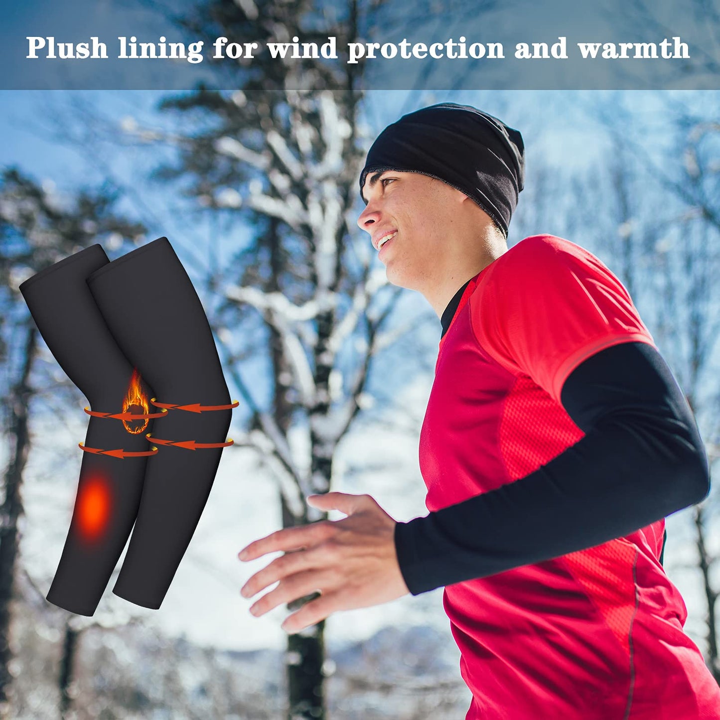 4 Pieces Thermal Arm Warmer Compression Arm Sleeve for Men Women Outdoor Winter Activities Cycling Basketball Running (Black, Small)