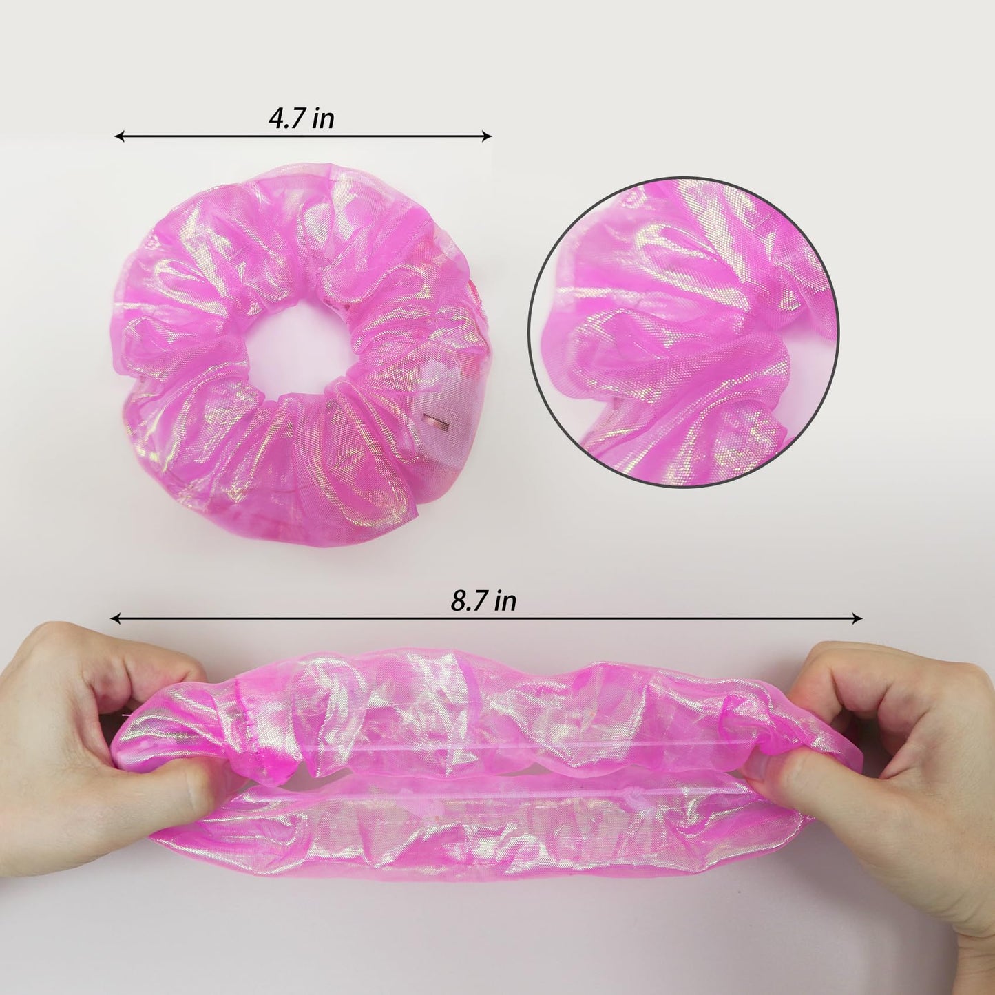 4Pcs Light Up Scrunchies Hair Tie, Pink LED Scrunchy Rave Hair Accessories for Women & Girls, Glow in the Dark Party Supplies Sleepover Party Favor Festival Accessory for Easter Basket Stuffers
