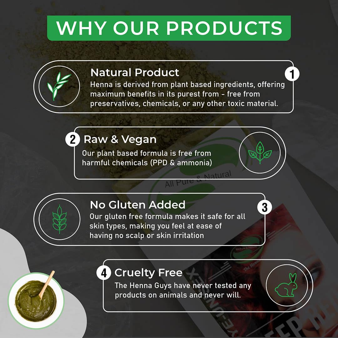 1 Pack Of Deep Red Henna Hair & Beard Color/Dye 100 Grams - Natural Hair Color, Plant-based Hair Dye - The Henna Guys