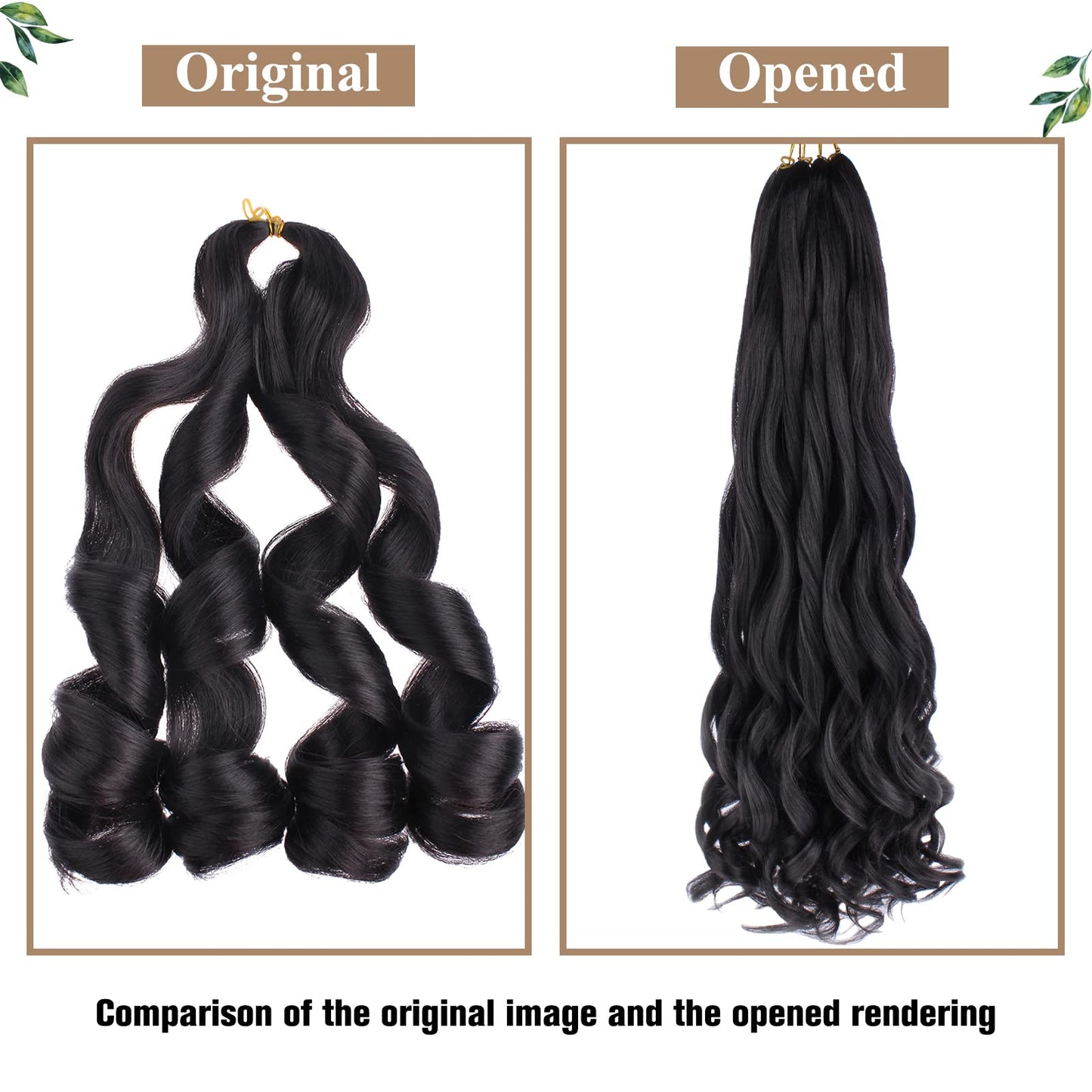 COOKOO French Curl Braiding Hair 22 Inch 2 Packs Loose Wave for Box Braids Spanish Curly Silky Spiral Curl Crochet Pre Stretched Bouncy Hair for Women 1B#