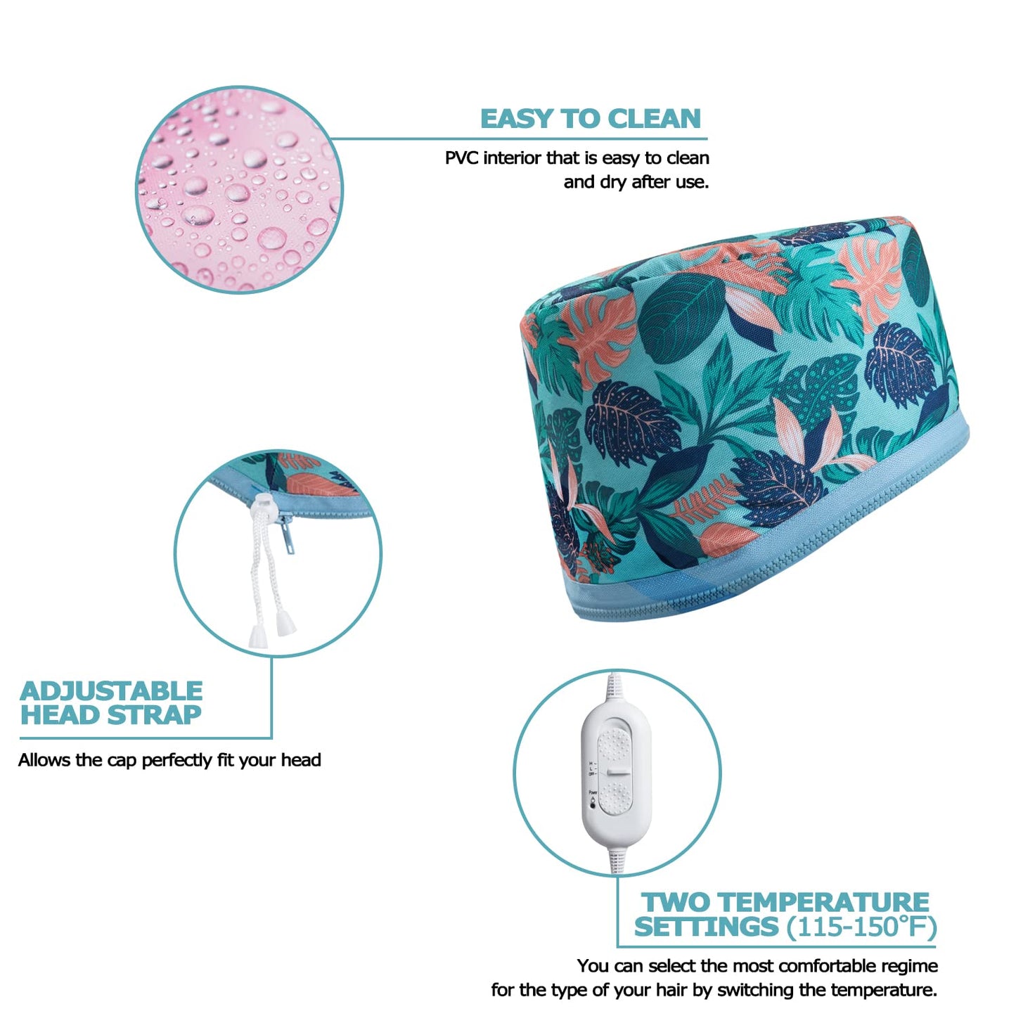 VICARKO Hair Steamer Thermal Heat Cap ππ±πππ§πππ ππ¨π«π Deep Conditioning Natural Black Hair Scalp Treatment Spa Hot Head Care Electric for Home Use
