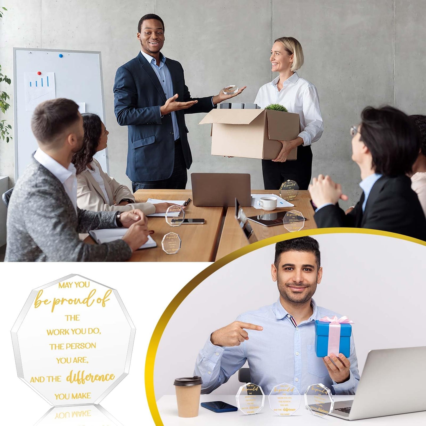 Huquary Employee Appreciation Awards for Coworker Acrylic Thank You Gift Employee of The Month May You Be Proud of The Work You Do Keepsake for Retirement Farewell Motivational