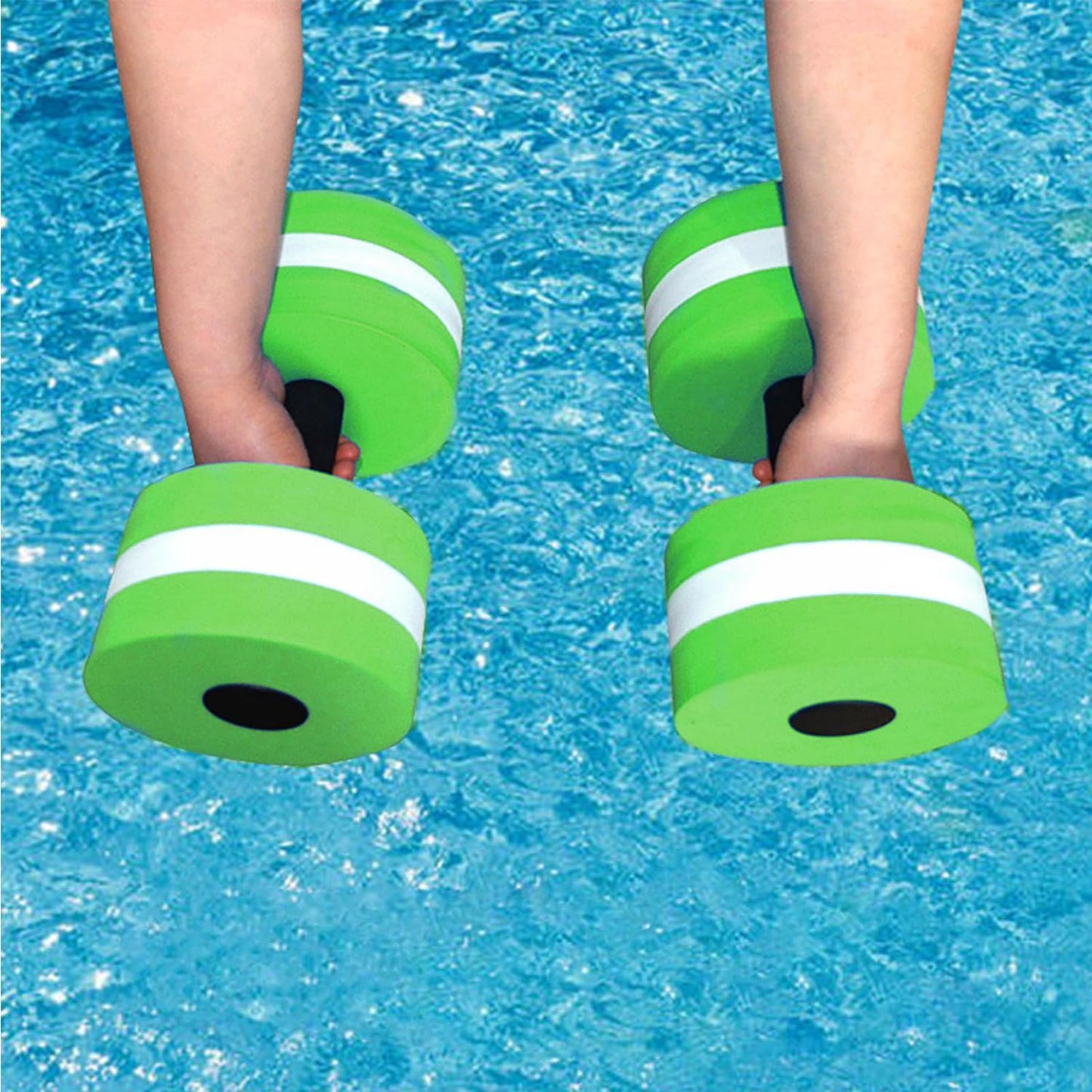 2PCS Aquatic Exercise Dumbells,DIY Water Aerobic Exercise Foam Dumbbells,Water Fitness Exercises Equipment for Adults, Kids,Women Weight Loss (Green)