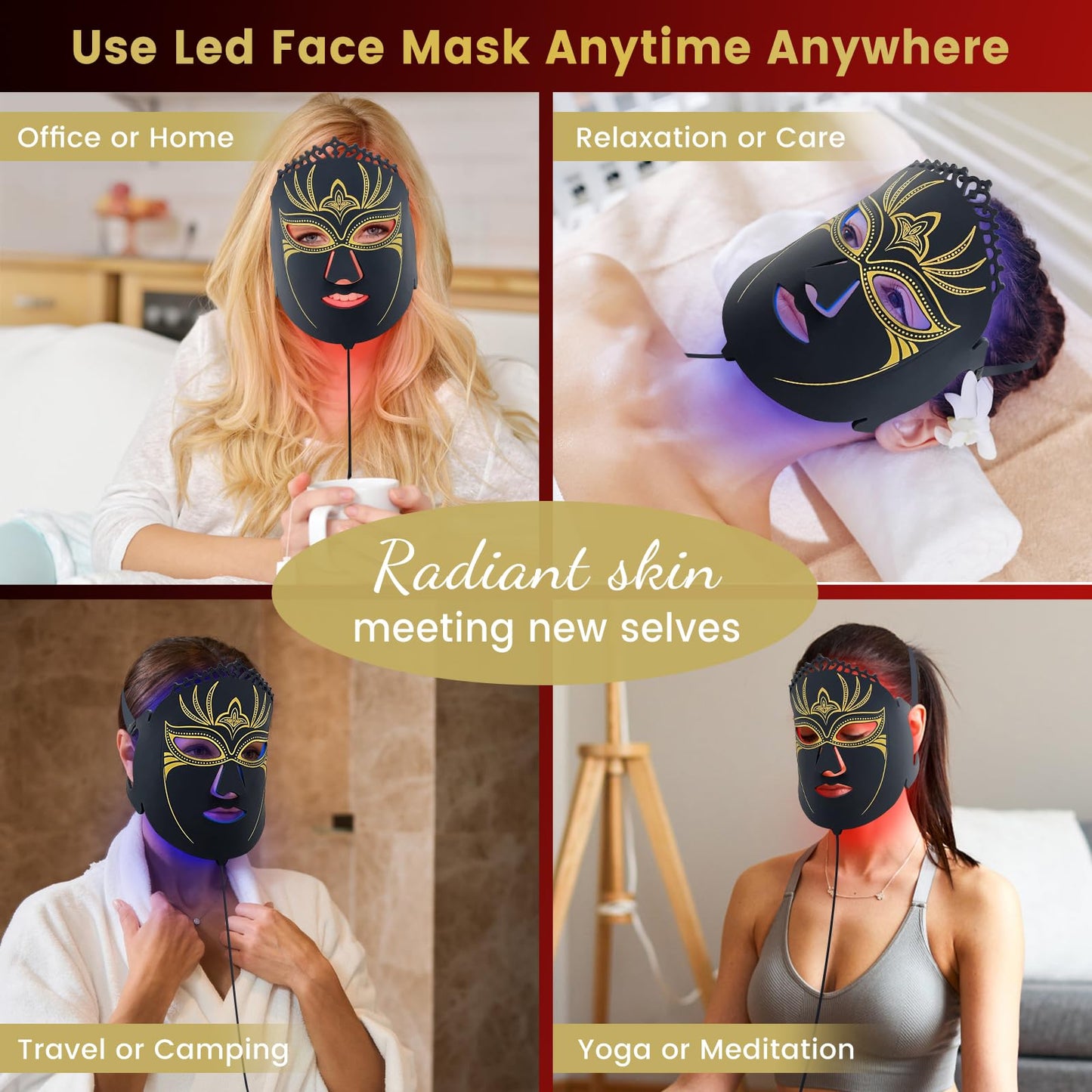 7 Color Led Light Therapy Face Mask, ZJKC Red Light Therapy for Face, Upgraded Led Face Mask Light Therapy include 360PCS Led, Portable Silicone Beauty Facial Mask, Led Mask Therapy at Home and Travel
