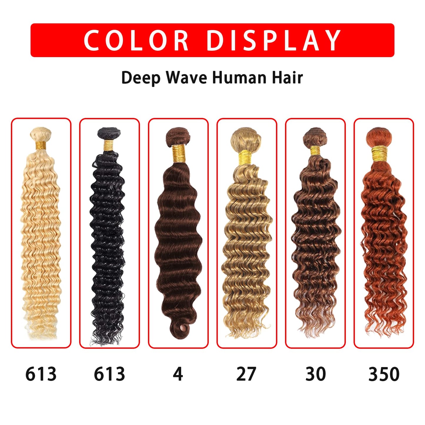 613 Blonde Deep Wave Human Hair 16inch 3 Bundles 613 Blonde Deep Wave Bundles Human Hair Bundlles 613 Bundles Blonde Bundles Brazilian Unprocessed Virgin Hair Wet and Wavy Human Hair Extensio