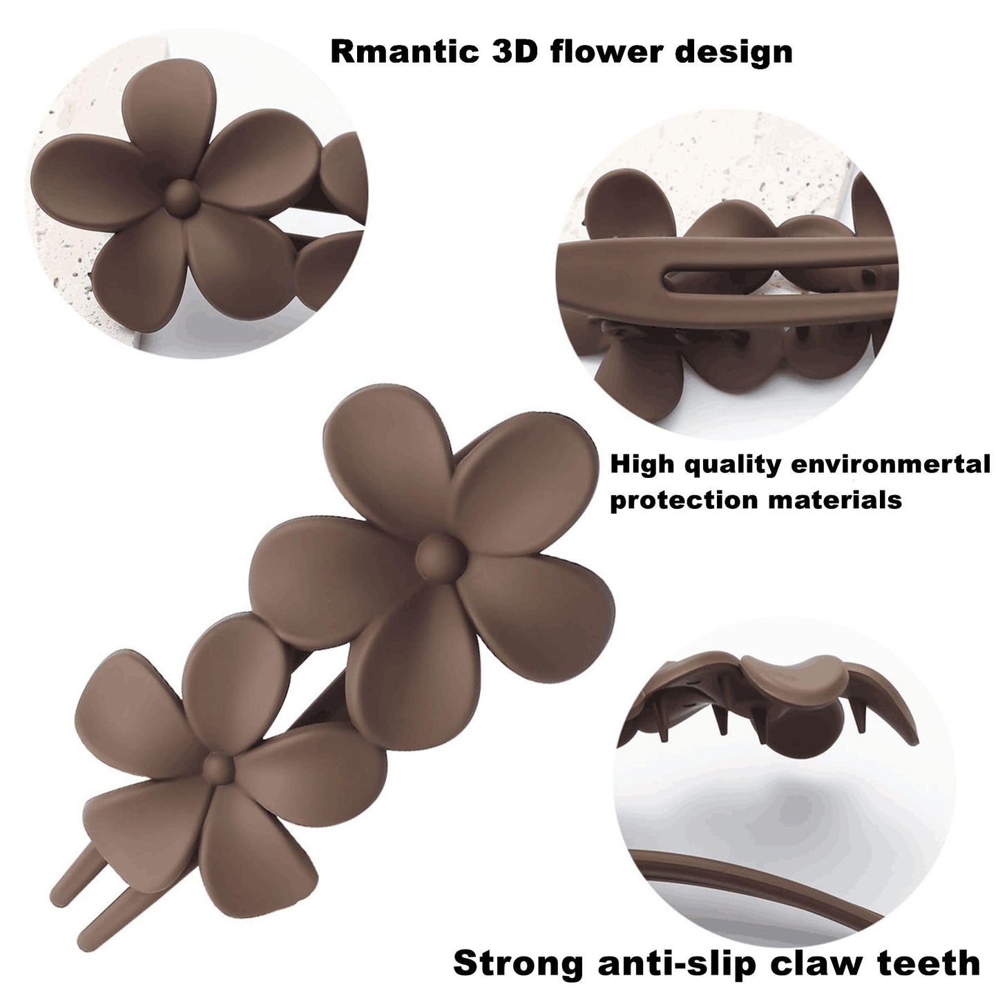 8 Pcs Flower Hair Claw Clips, Matte Flat Frangipani Hair Clips, Beach Tropical Party Strong Hold Jaw Hair Clips for Women Girls Thin Thick Curly Straight Hair Accessories (8 PCS Frangipani)