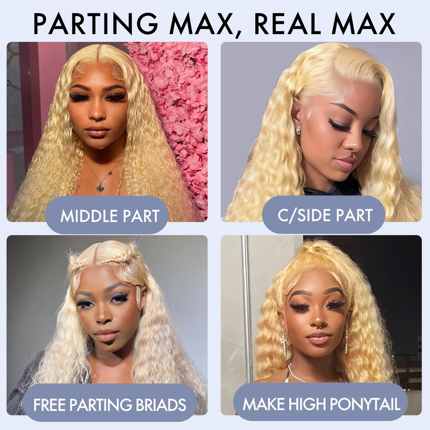 613 Lace Front Wig Human Hair Deep Wave 20 Inch Blonde Wig Human Hair 16A 13x6 HD Blonde 613 Deep Wave Lace Front Wigs Curly Glueless Wig Pre Plucked 180% Density Blonde Frontal Wig Deep Wave 613 Wig