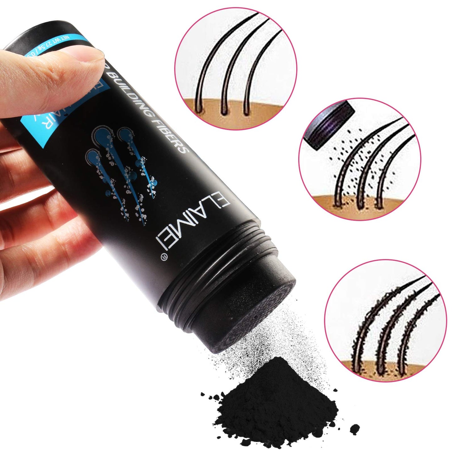 Hairline powder Hair fiber natural hair fiber Apply to men women Get thick hair Conceals Hair Loss (Dark Brown)