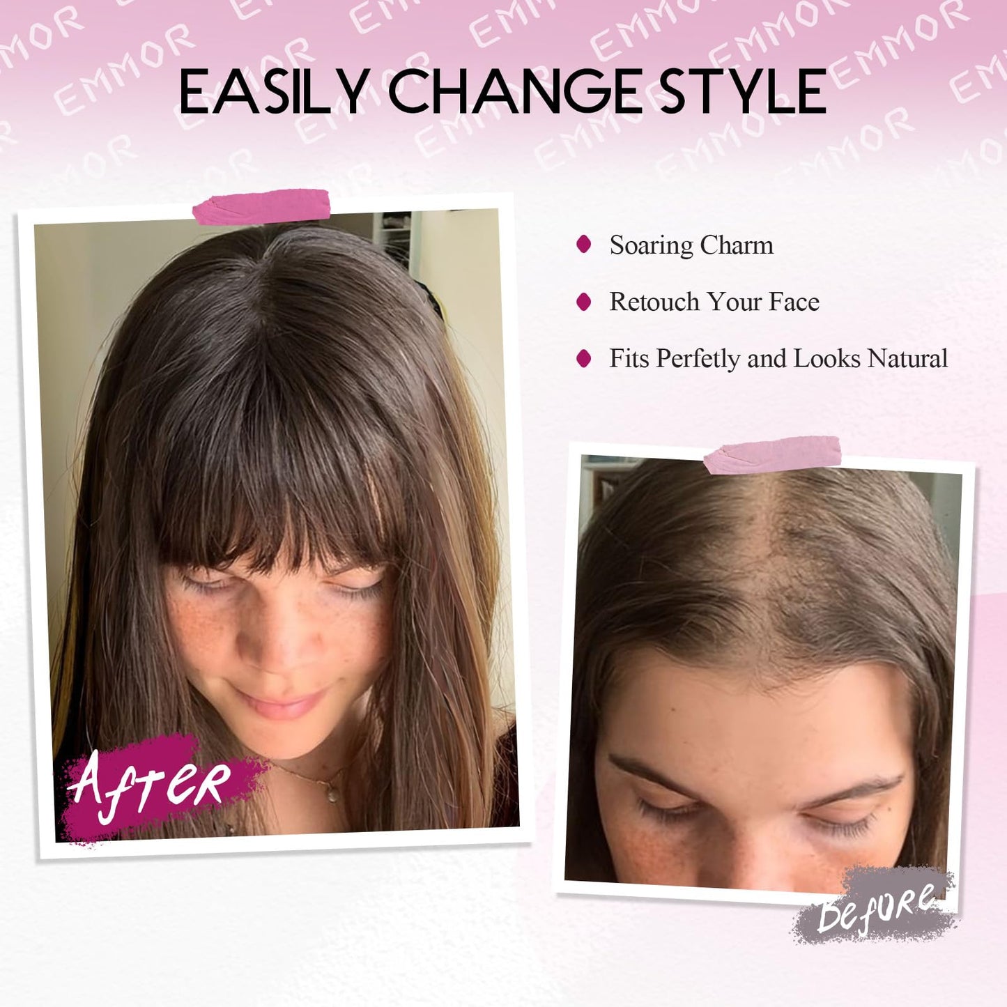 EMMOR Long Straight Yaki Wigs for Women with Bangs Comfortable Elastic Band 26 Inch Heat-resistant Synthetic Fibers(Blonde)