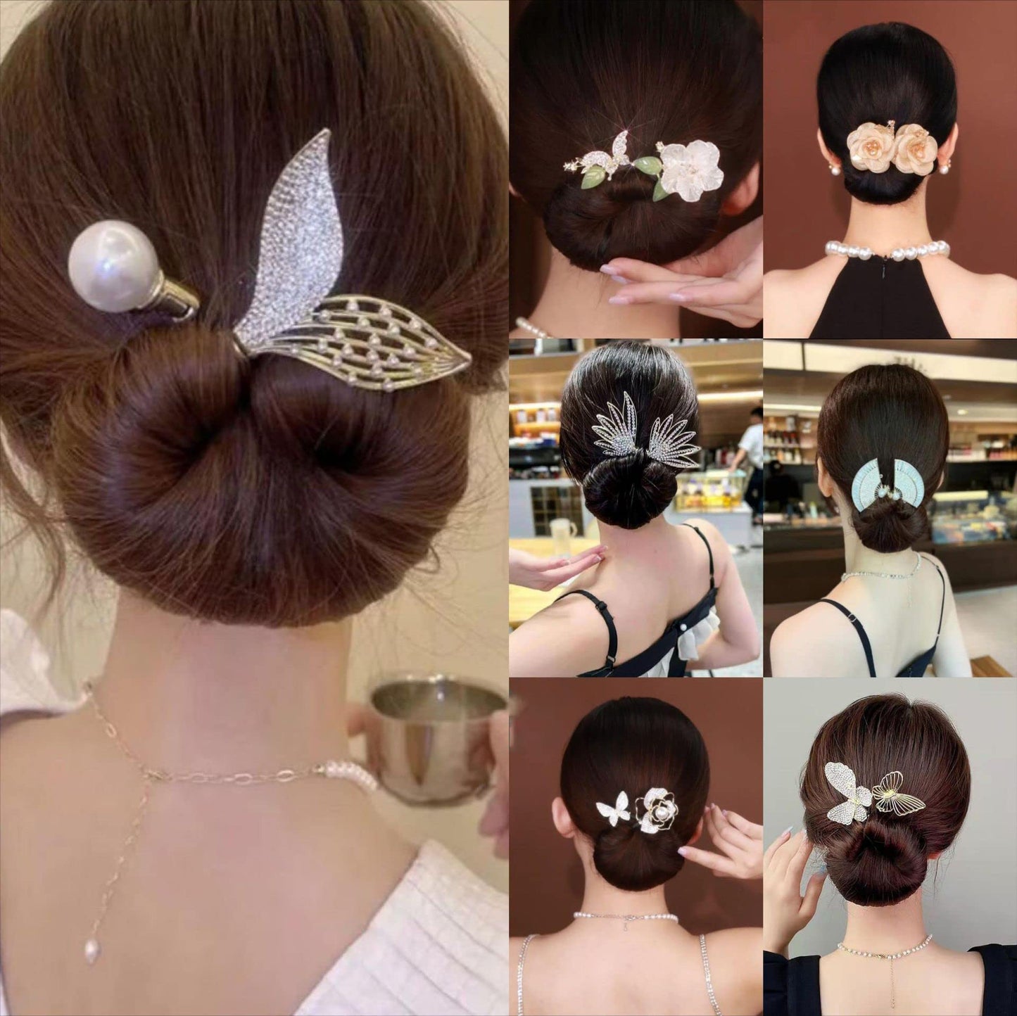 3PCS Ins Style Elegant Lazy Hair Curler, Crystal Hair Bun Maker, French Twist Hairstyle Bun Hair Accessories