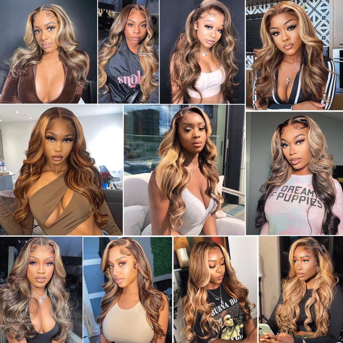 Sunber TL412 Honey Blonde Highlight Body Wave Human Hair Weave 3 Bundles for Women,12A Brazilian Remy Human Hair Bundles Balayage Colored (10” 12” 14”) Inch Human Hair Weave Sew in Extension