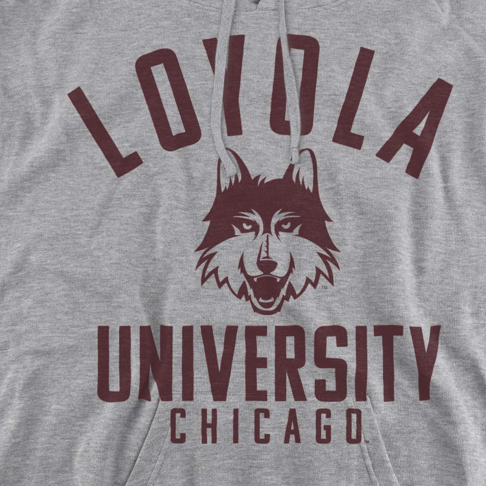 Loyola University Chicago Official One Color Luc Ramblers Logo Unisex Adult Pull-Over Hoodie,Athletic Heather, Medium