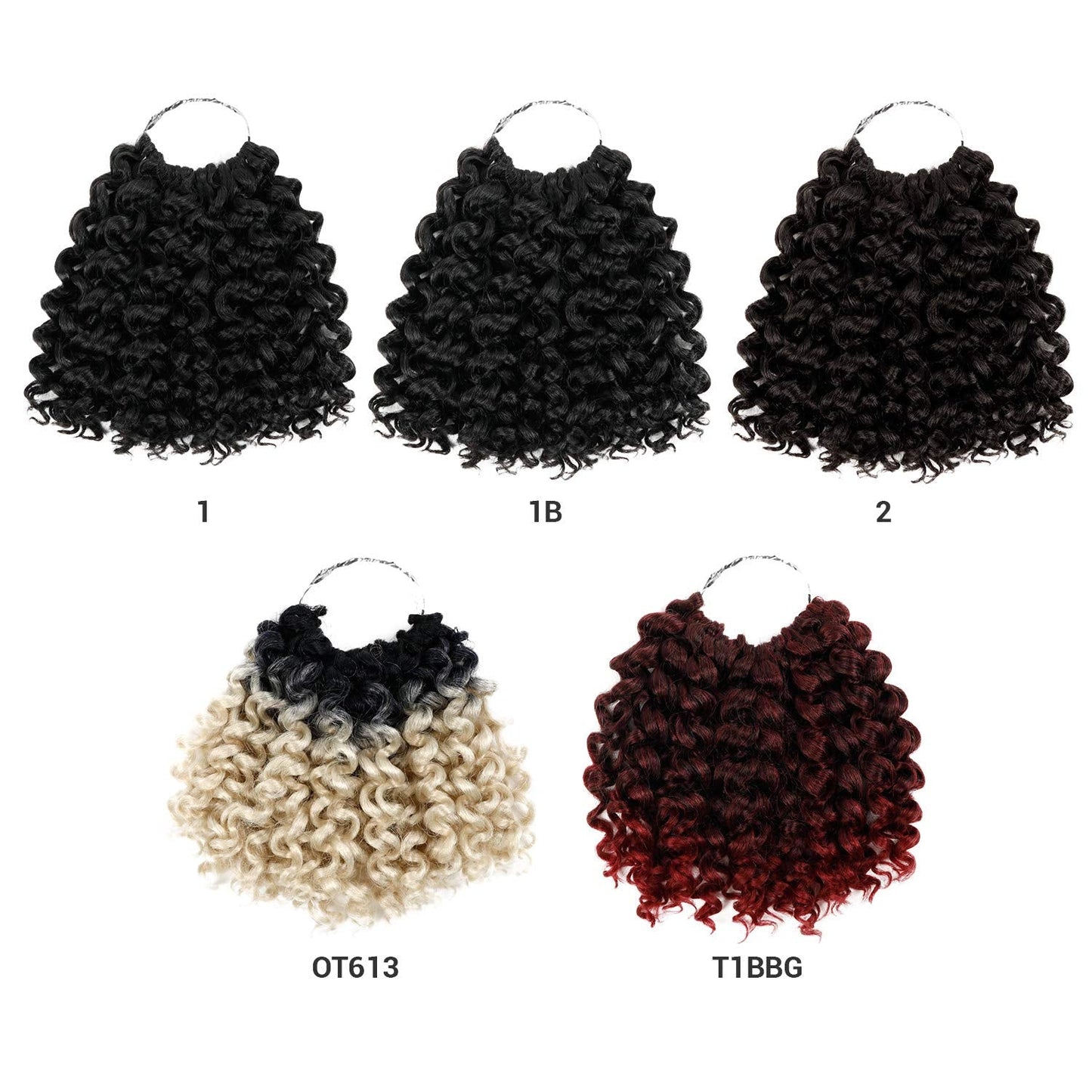 6 Bundle (3 Pack) 8 Inch AU-THEN-TIC 2X Spiral Wand Curl Crochet Braids Jamaican Bounce Curly for Black Women Syntheric Hair Extensions FreeKalon Fiber (3-Pack, 1-Jet Black)