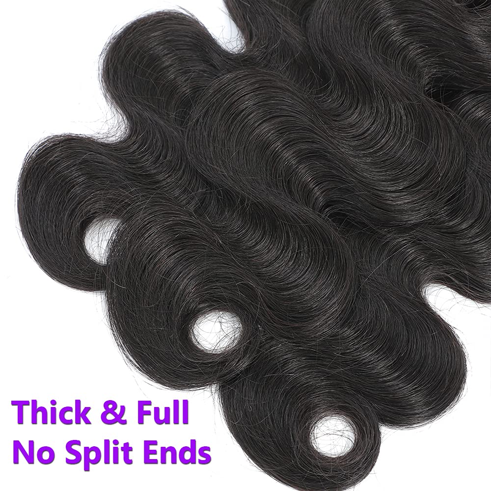 UDesire 12A Grade Brazilian Body Wave Human Hair Bundles Weave Hair Human Bundles Brazilian Virgin Hair For African Americans Women 3 Bundles Total 300g/10.5oz 16 18 20inch