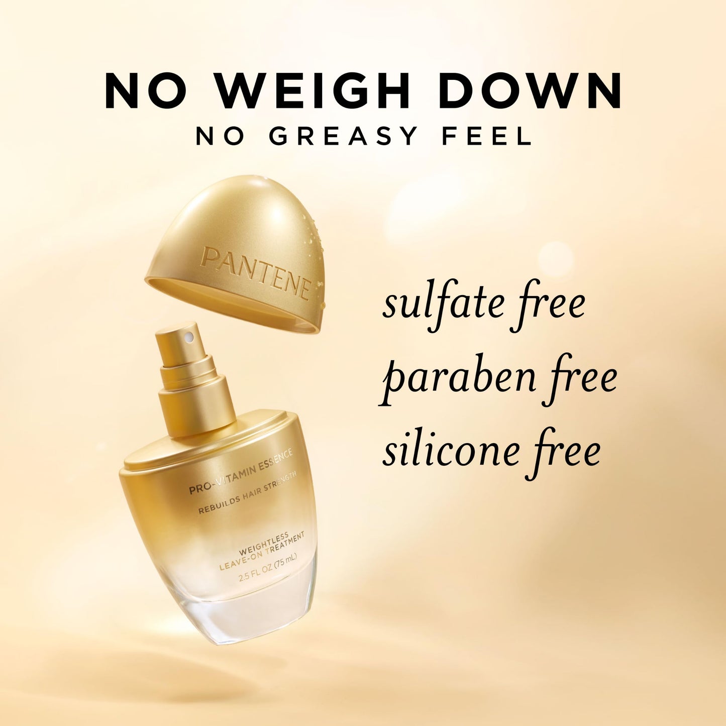 Pantene Pro-V Daily Repair Mist, Weightless Leave-On Treatment Strengthens & Rebuilds Damaged Hair, Reduces Breakage with Pro-Vitamin B5, 2.5 Fl Oz
