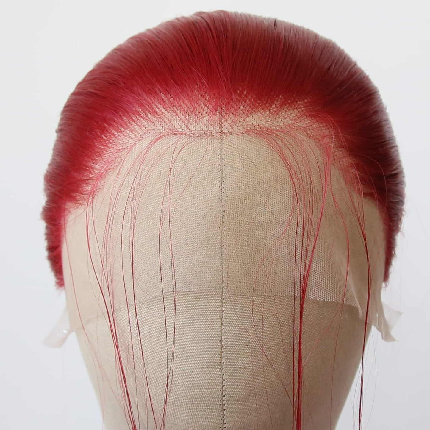 BTWTRY Red Synthetic Lace Front Wig Long Straight Dark Red Lace Front Synthetic Wig Pre Plucked Natural Hairline Glueless Heat Resistant Fiber Hair Wig for Fashion Women (Red)