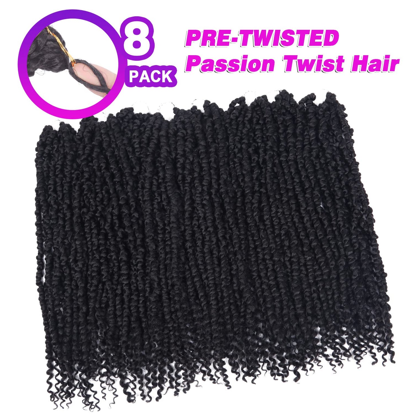 8 Packs Passion Twist Hair 24 Inch Pre-twisted Passion Twist Crochet Hair, Pre Looped Crochet Passion Twist Crochet Braids Bohemian Crochet Hair #2