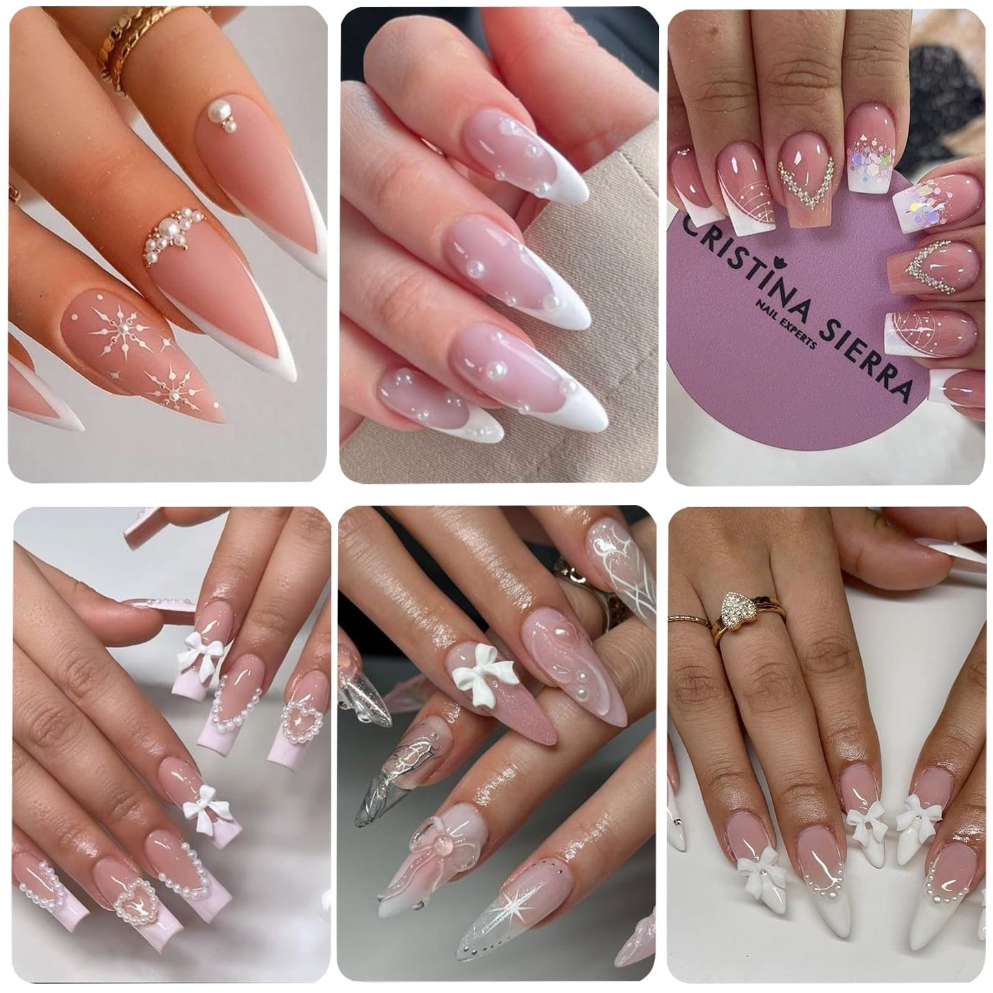 VOTACOS Nail Art Charms White Bow Nail Rhinestones with Nail Glue Gel Flatback Pearls Nail Gems Luxurious Nail Supplies Accessories White Silver Nail Jewelry Pearls for Women Nail DIY Design