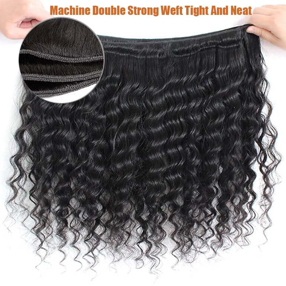 12A Deep Wave Human Hair Bundles Brazilian Bundles Human Hair Deep Wave 4 Bundles 100% Unprocessed Virgin Deep Wave Wet And Wavy Human Hair Weave Bundles Human Hair For Black Woman 12 14 16 18 Inch