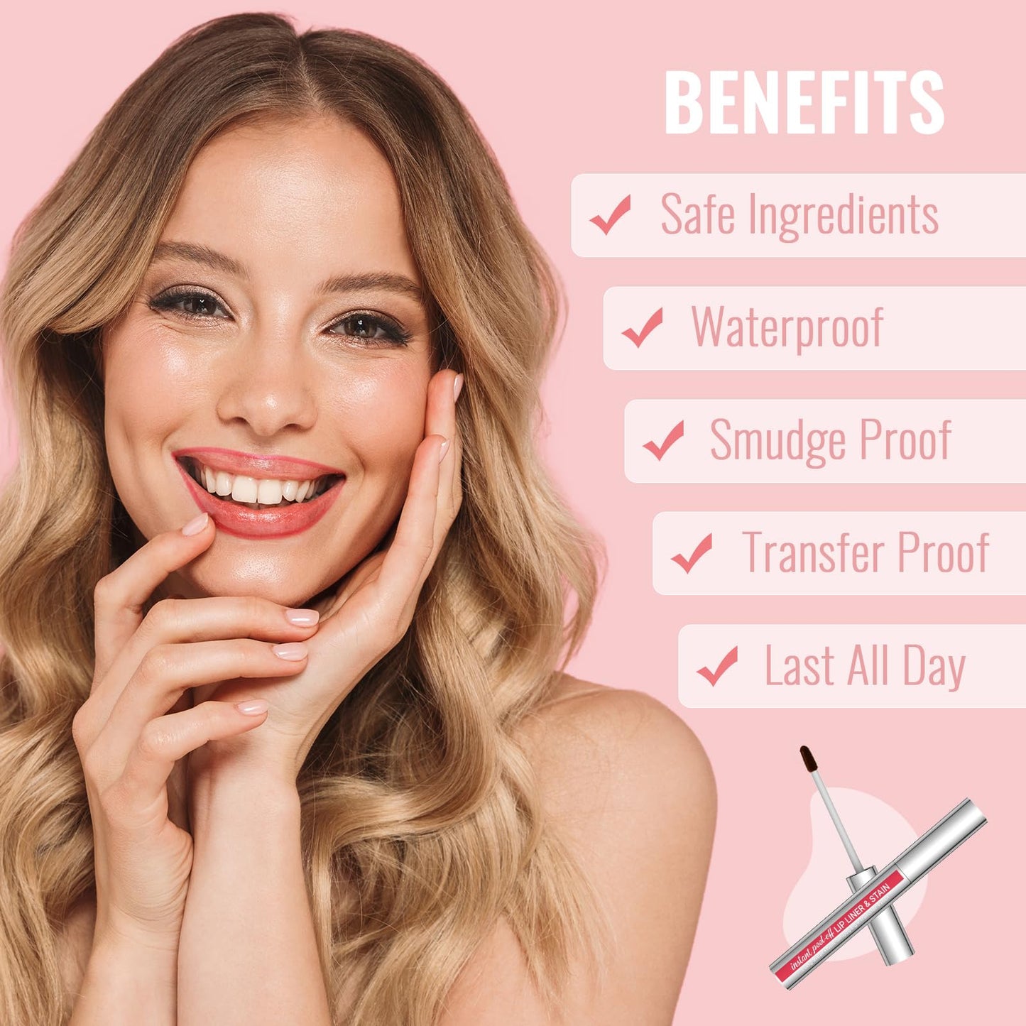 Lip Liner - Lip Liner Stain, Peel Off Lip Stain, Long Lasting Lip Stain Peel Off with Natural Finish, Easy to Use, Waterproof, Smudge-proof, Transfer-proof, Highly Pigmented Color, Coffee