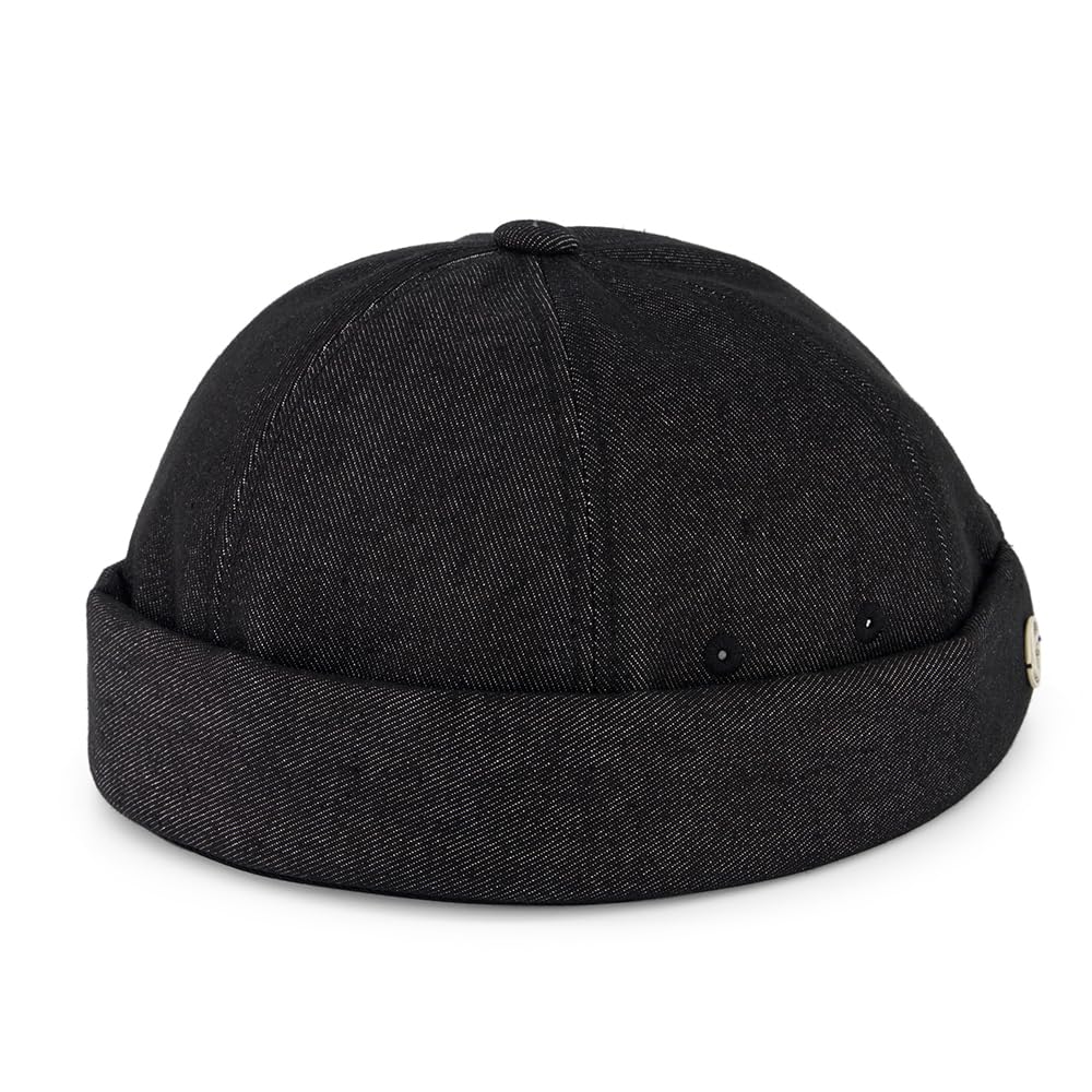 UNDERCONTROL Extra Large Oversized XXL Brimless for Big Head Hand Stitched Steel Label Adjustable Non Fade Denim Unisex Plus Size Korean XL Watch Cap (Denim Black)