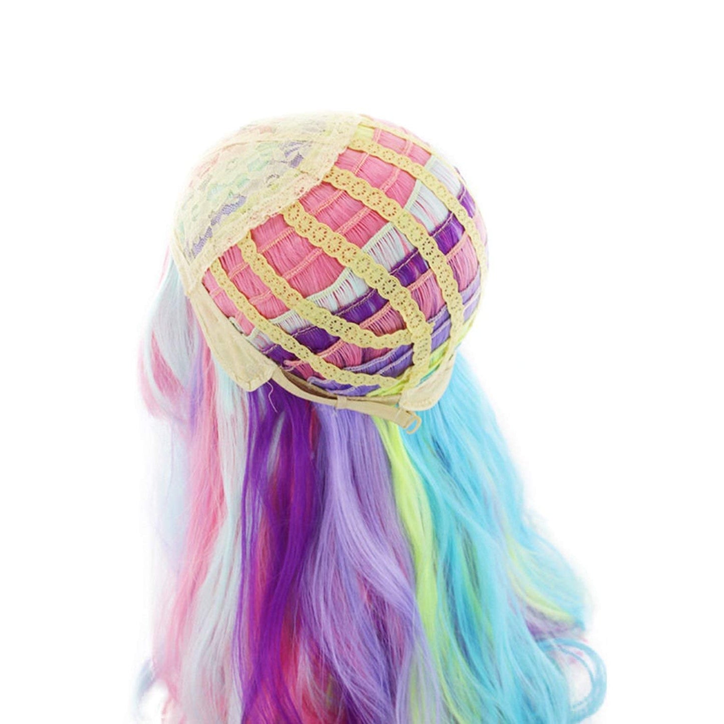 PATTNIUM Rainbow Wig - Long, Wavy, Heat Resistant Synthetic Hair for Women & Girls - Pastel Rainbow Color for Cosplay & Halloween