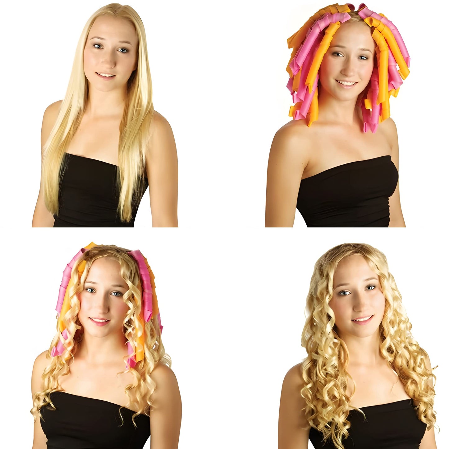 50pcs Heatless Spiral Hair Curlers, 22-Inch Spiral Curlers With 6 Styling Hooks for Long Hair (Purple-Rose Red)