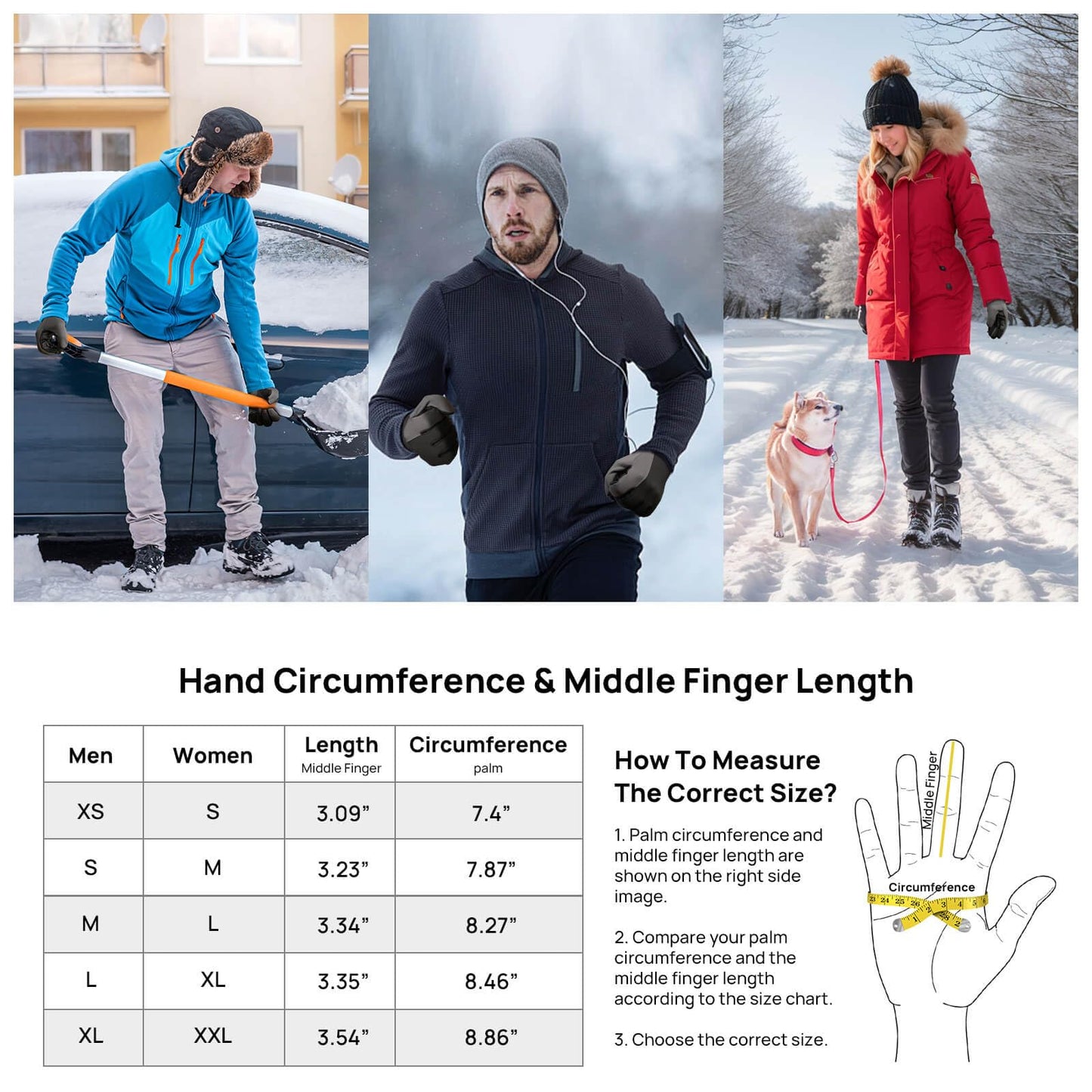 Winter Gloves for Cold Weather Men Women: Winter Glove Touch Screen, Waterproof Windproof Snowproof Unisex for Outdoor Sports Daily Use Running Cycling Driving Walking Skiing Hiking Fishing