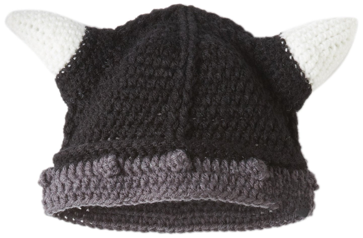 Kafeimali Unisex Barbarian Knight Knit Hat Viking Horns Beanie Funny Caps (Black)