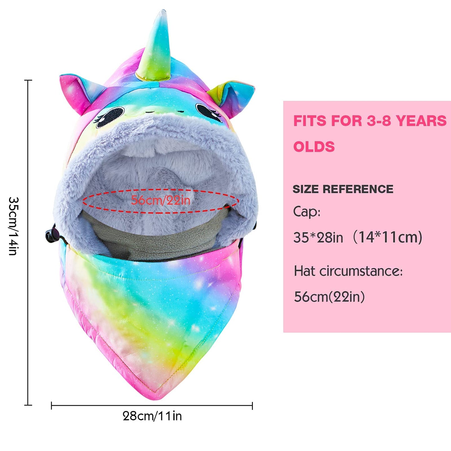 Kids Winter Windproof Hat, Unisex Children Heavyweight Balaclava for Kids, Ski Mask with Thick Warm Fleece Face Cover