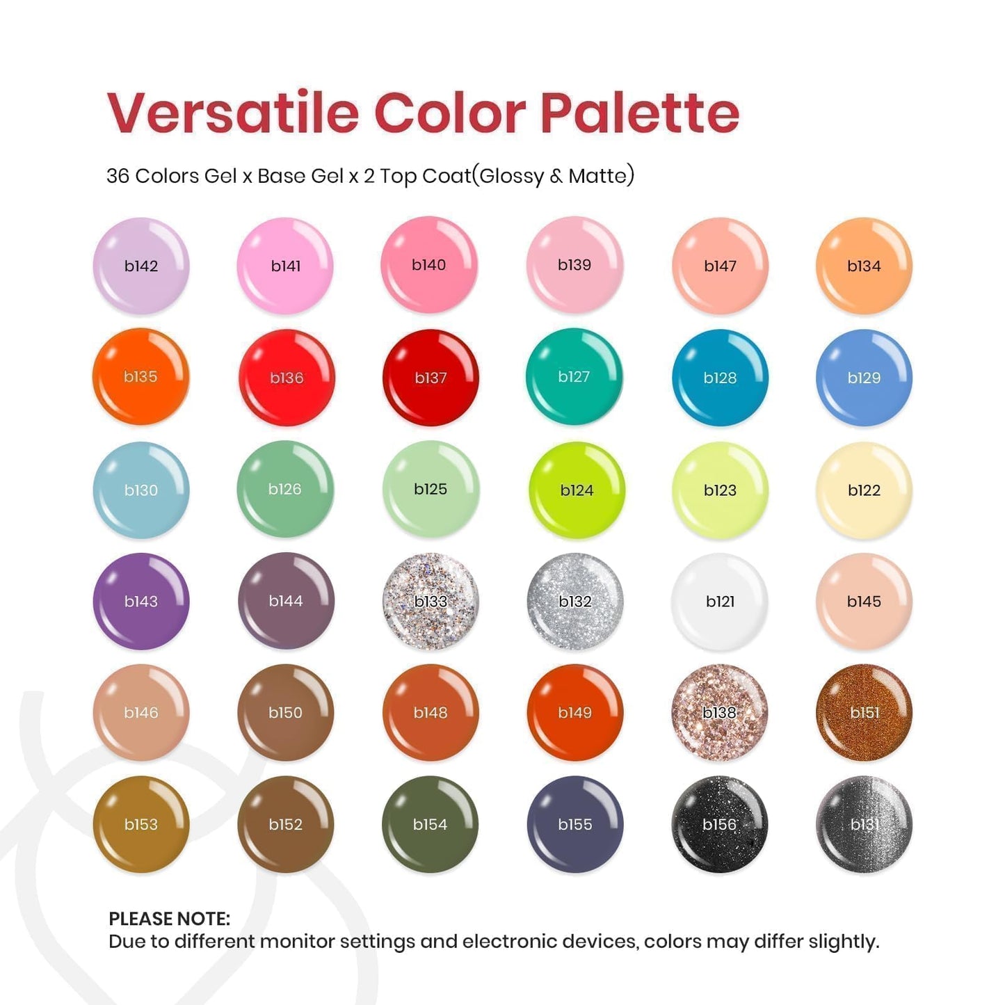 Beetles Pastel Gel Nail Polish Set 36 Colors Pink White Glitter with Base Matte and Glossy Top Spring Gel Polish Set Soak off UV Led Spring Gel Polish Holiday Nail Art for Women