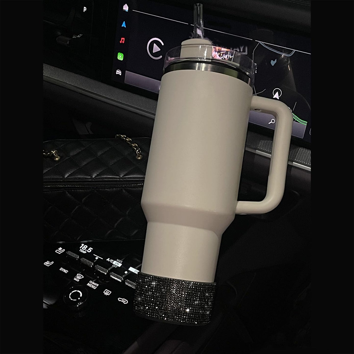 WORBSS Diamond Glitter Silicone Boot for Stanley Cup 40oz Tumbler & Simple Modern 30-40oz Trek Tumbler Accessories for 2.8-2.9 inch Trapezoidal Cylinder Base Water Bottles Bottom Anti-Slip Sleeve