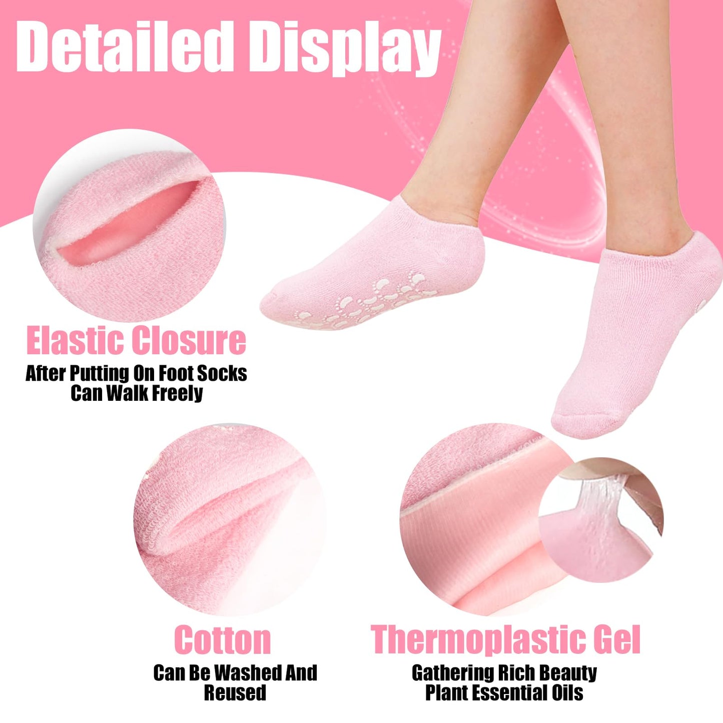 2Pairs Moisturizing Socks - Silicone Socks for Dry Cracked Feet Women - Gel Socks for Dry Cracked Feet Women - Lotion Socks for Repairing and Softening Dry Cracked Feet Skins